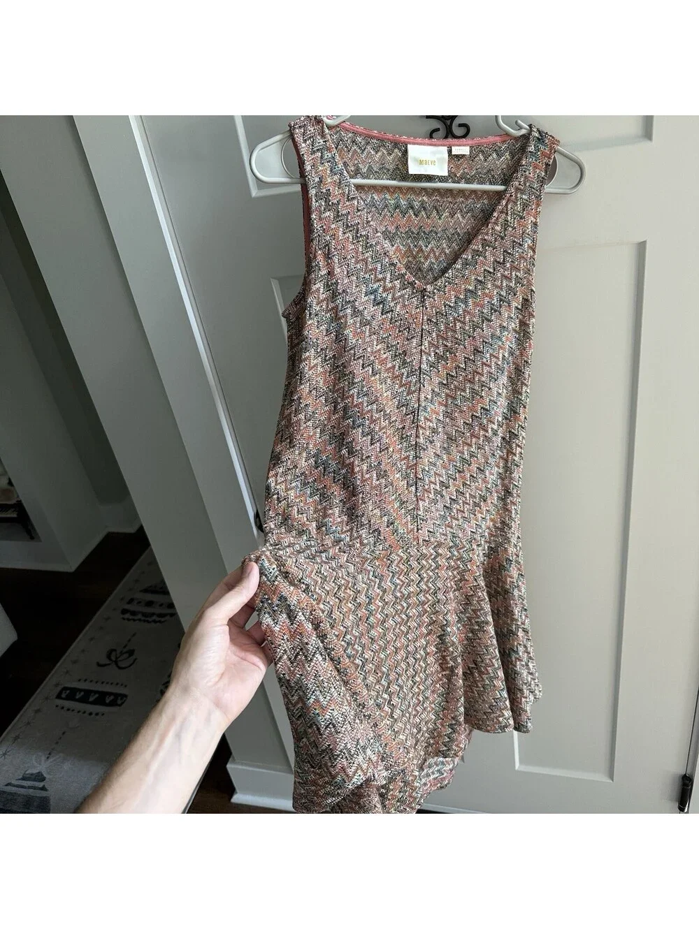 Maeve Anthropologie Westwater Knit Dress XS Chevron A-Line Sleeveless Boho